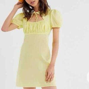 Urban outfitters Winnie cut out mini cotton yellow dress